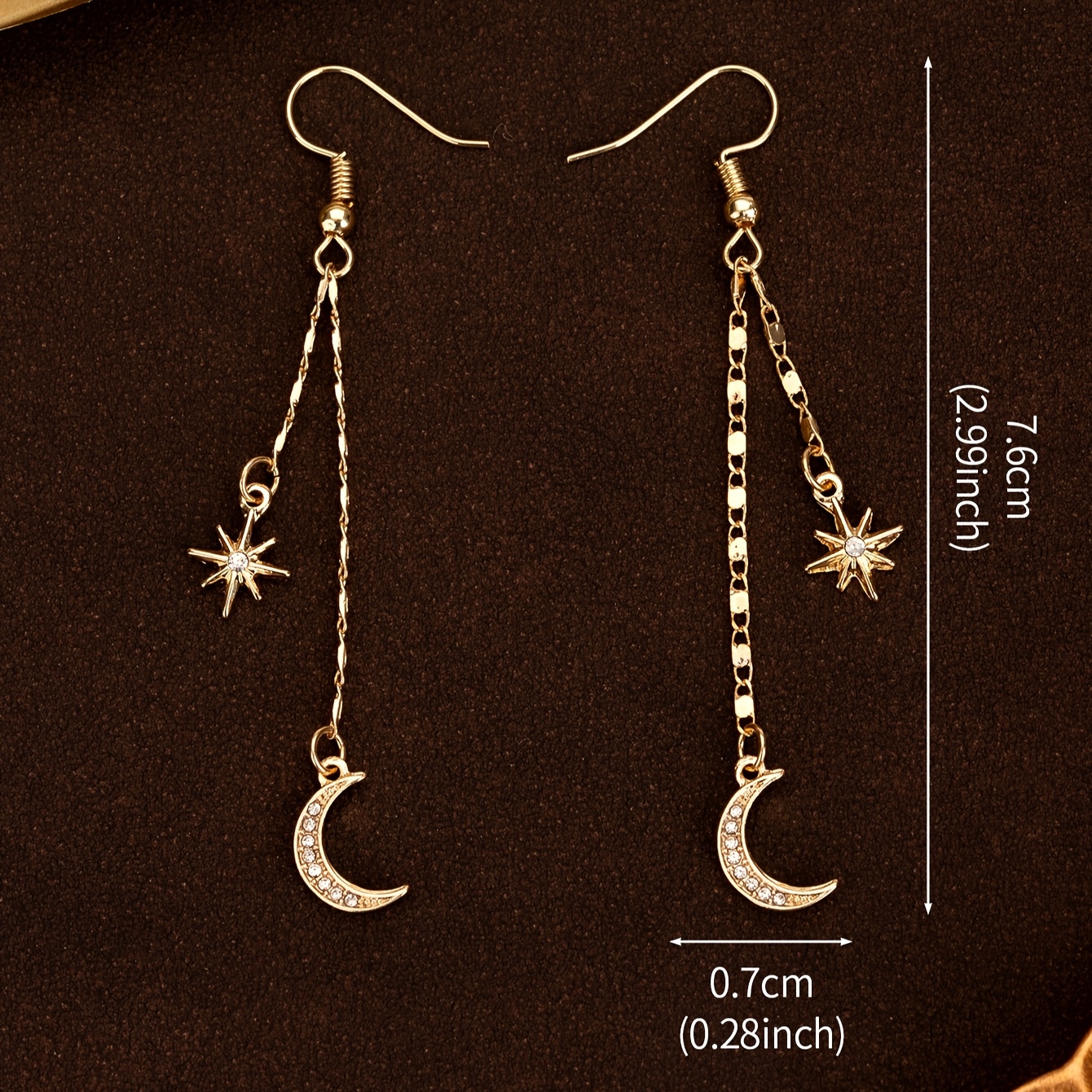 Women's Elegant Vintage Star & Moon Rhinestone Dangle Earrings